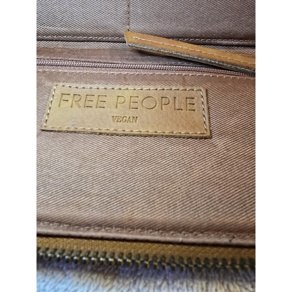 Free People Vegan Leather Wristlet Wallet Tan  with 6 Card Slots & Coin Pocket